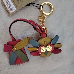 Nwt Burberry Leather bag charm keyring 100% Authentic